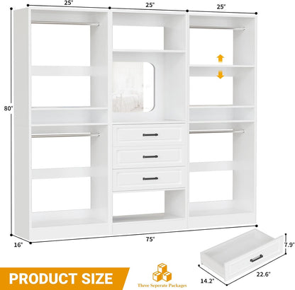 Modular Closet System with Drawers – Customizable Wardrobe Organizer with Shelves & Hanging Space