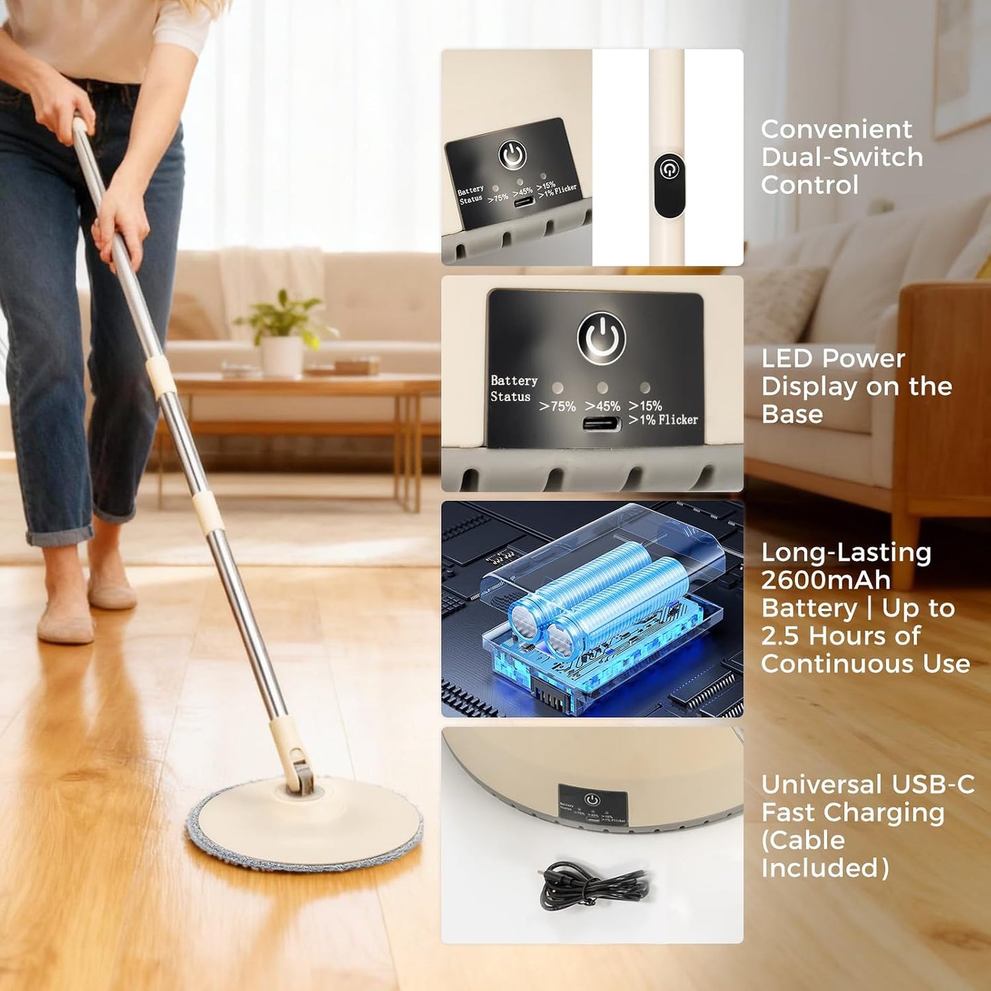 EasySpin Cordless Mop & Bucket — Clean, Rinse & Wring With Ease