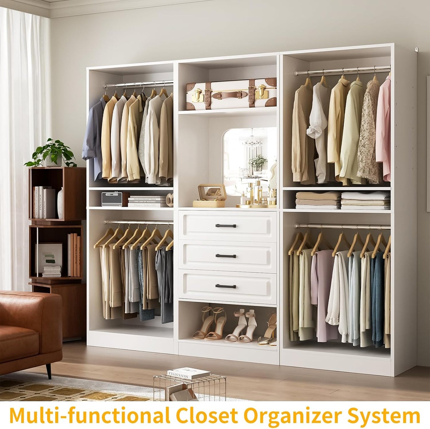 Modular Closet System with Drawers – Customizable Wardrobe Organizer with Shelves & Hanging Space