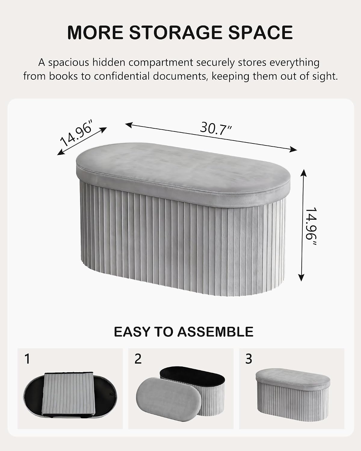 Folding Upholstered Storage Ottoman Bench – Stylish Seating & Hidden Storage for Any Room