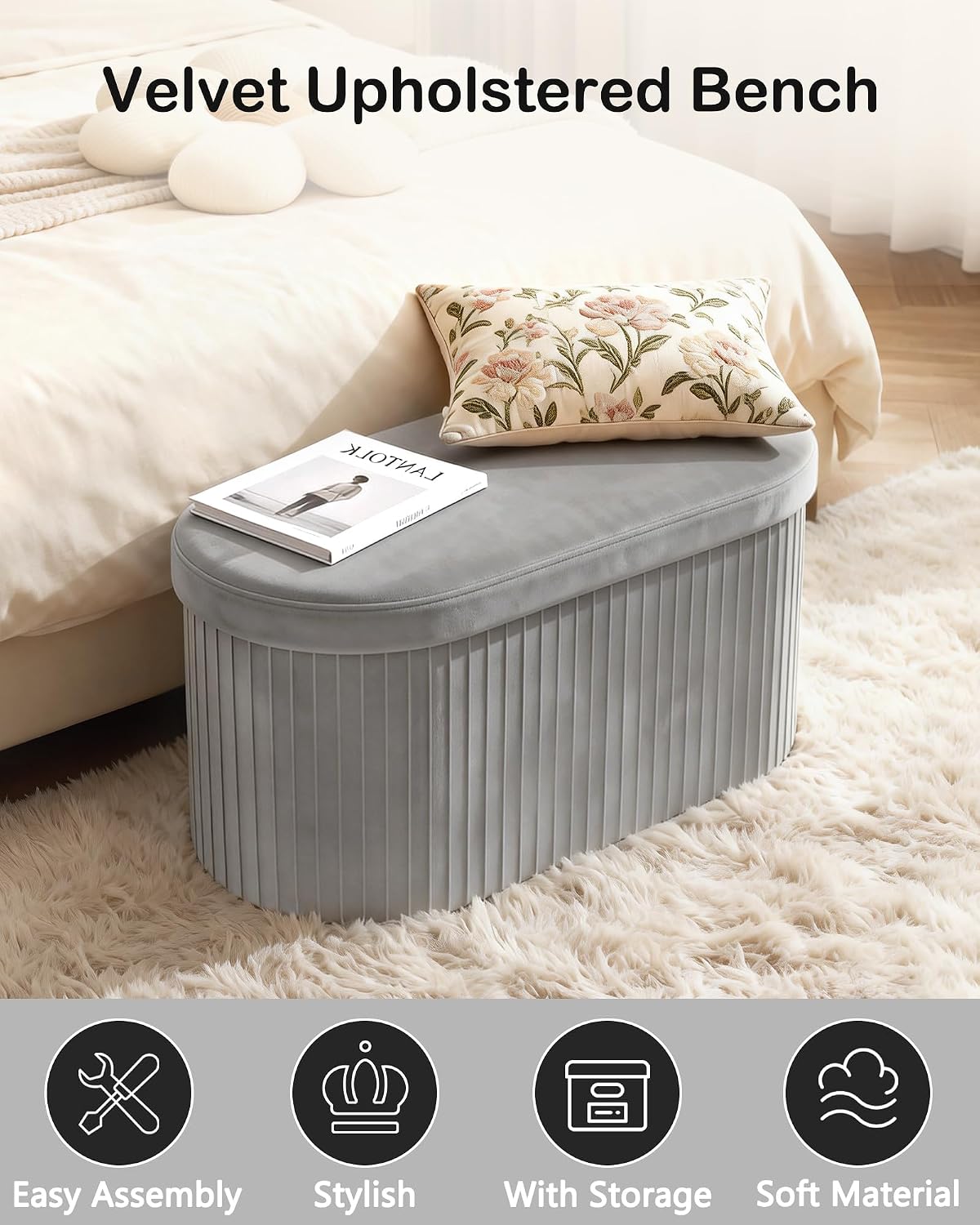 Folding Upholstered Storage Ottoman Bench – Stylish Seating & Hidden Storage for Any Room