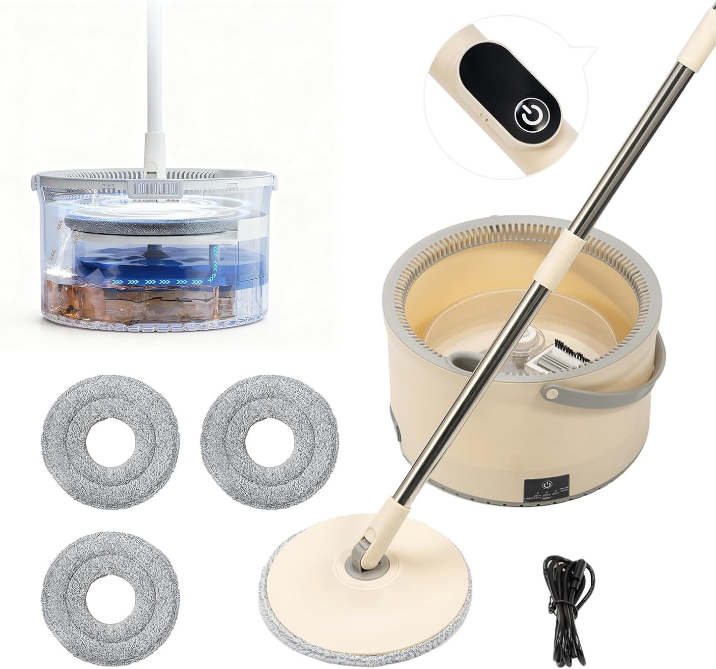 EasySpin Cordless Mop & Bucket — Clean, Rinse & Wring With Ease