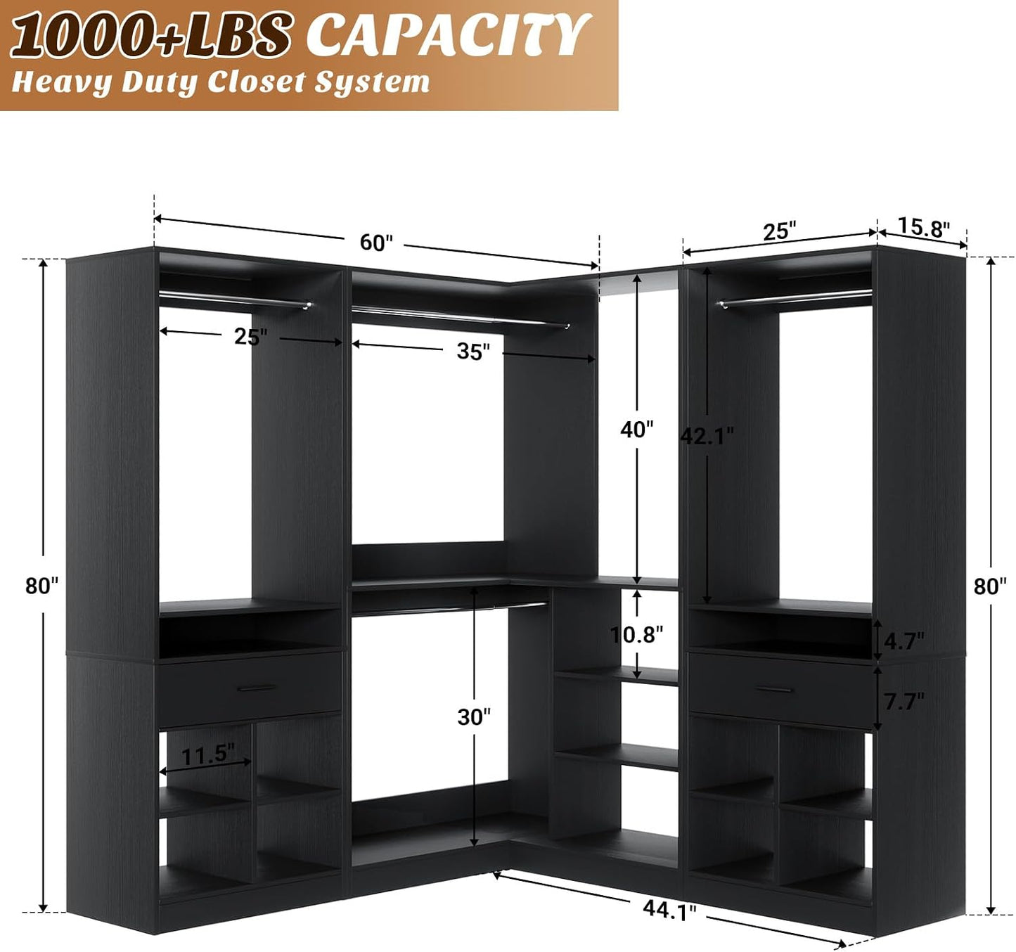 L-Shaped Freestanding Wardrobe – Large Clothes Organizer with Spacious Storage