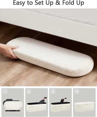 43" Folding Storage Ottoman Bench – Upholstered Seat with Hidden Storage