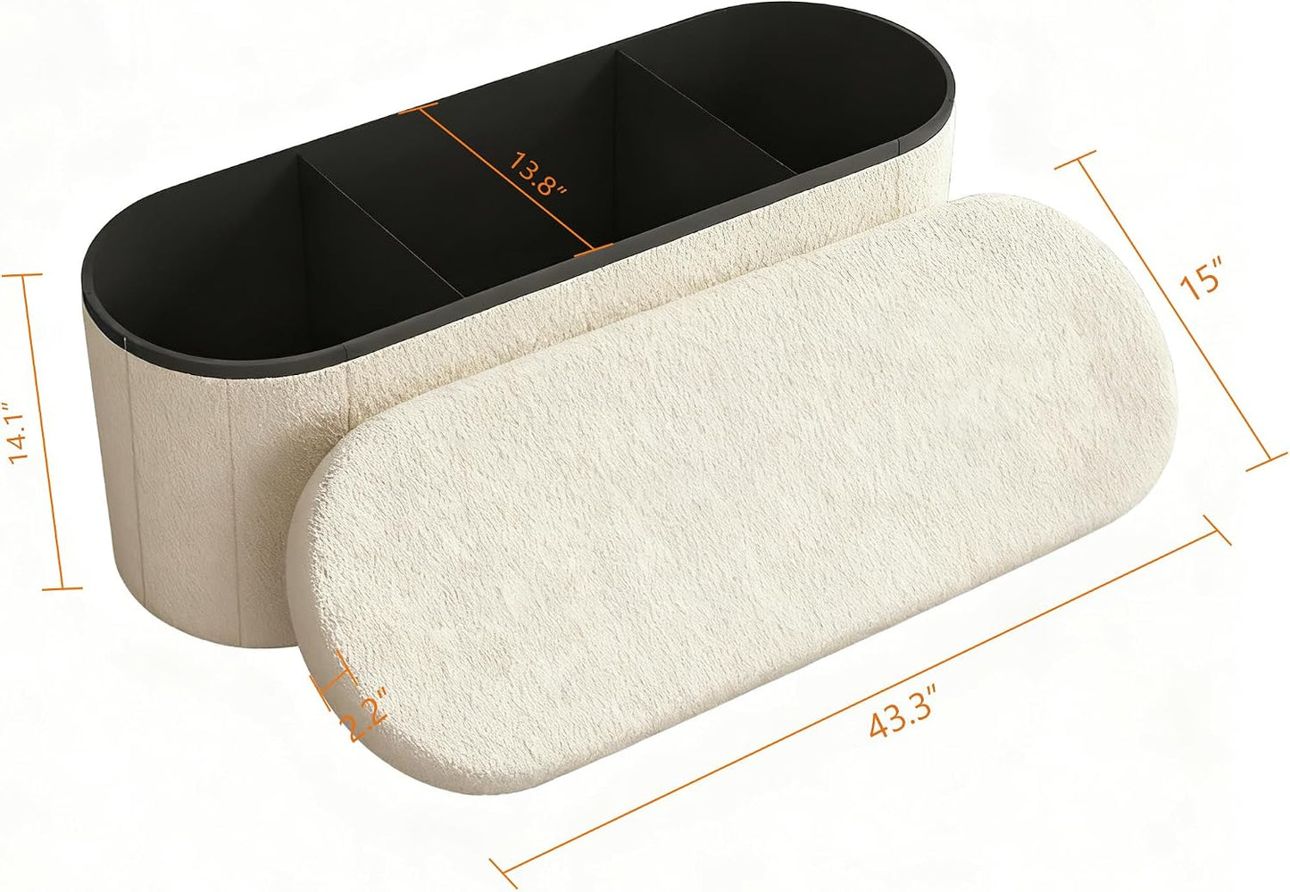 Folding Storage Ottoman Bench – Upholstered Seat with Hidden Storage for Bedroom & Living Room