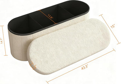 Folding Storage Ottoman Bench – Upholstered Seat with Hidden Storage for Bedroom & Living Room