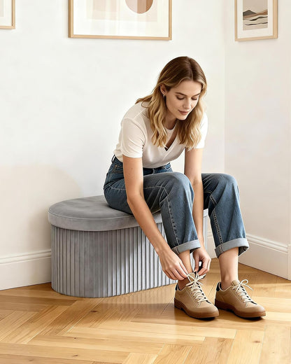 Folding Upholstered Storage Ottoman Bench – Stylish Seating & Hidden Storage for Any Room