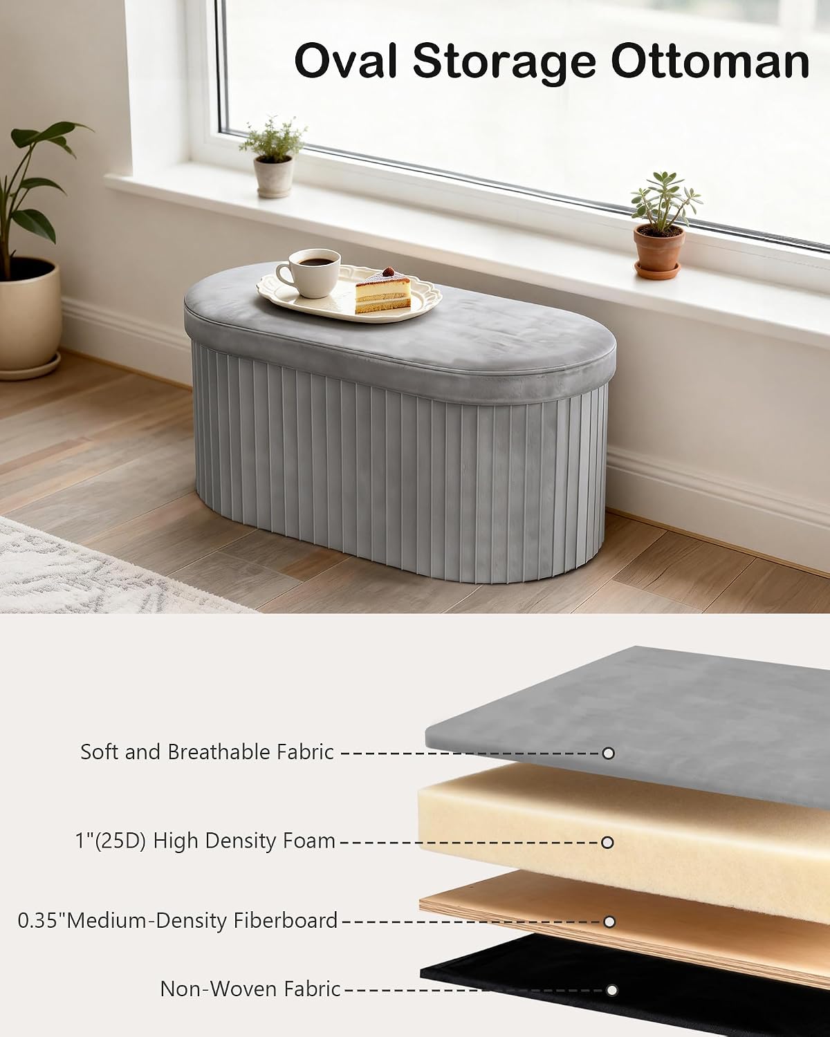 Folding Upholstered Storage Ottoman Bench – Stylish Seating & Hidden Storage for Any Room