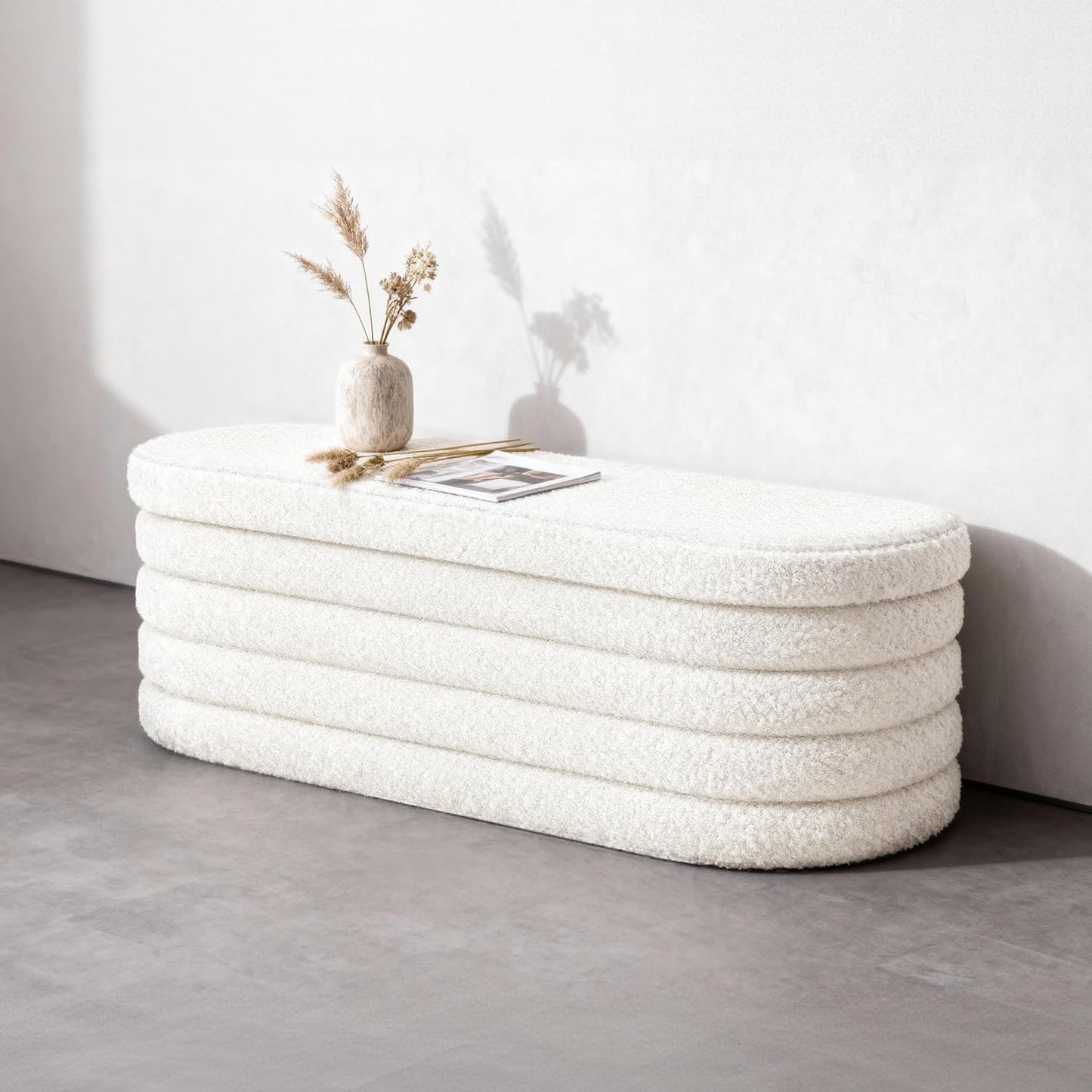 43" Folding Storage Ottoman Bench – Upholstered Seat with Hidden Storage
