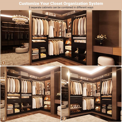 L-Shaped Freestanding Wardrobe – Large Clothes Organizer with Spacious Storage