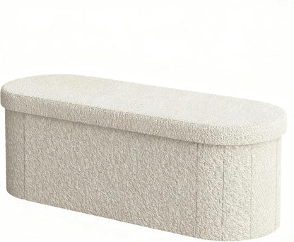 Folding Storage Ottoman Bench – Upholstered Seat with Hidden Storage for Bedroom & Living Room