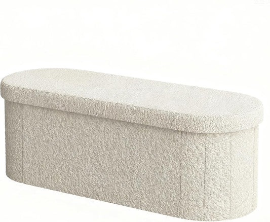 Folding Storage Ottoman Bench – Upholstered Seat with Hidden Storage for Bedroom & Living Room