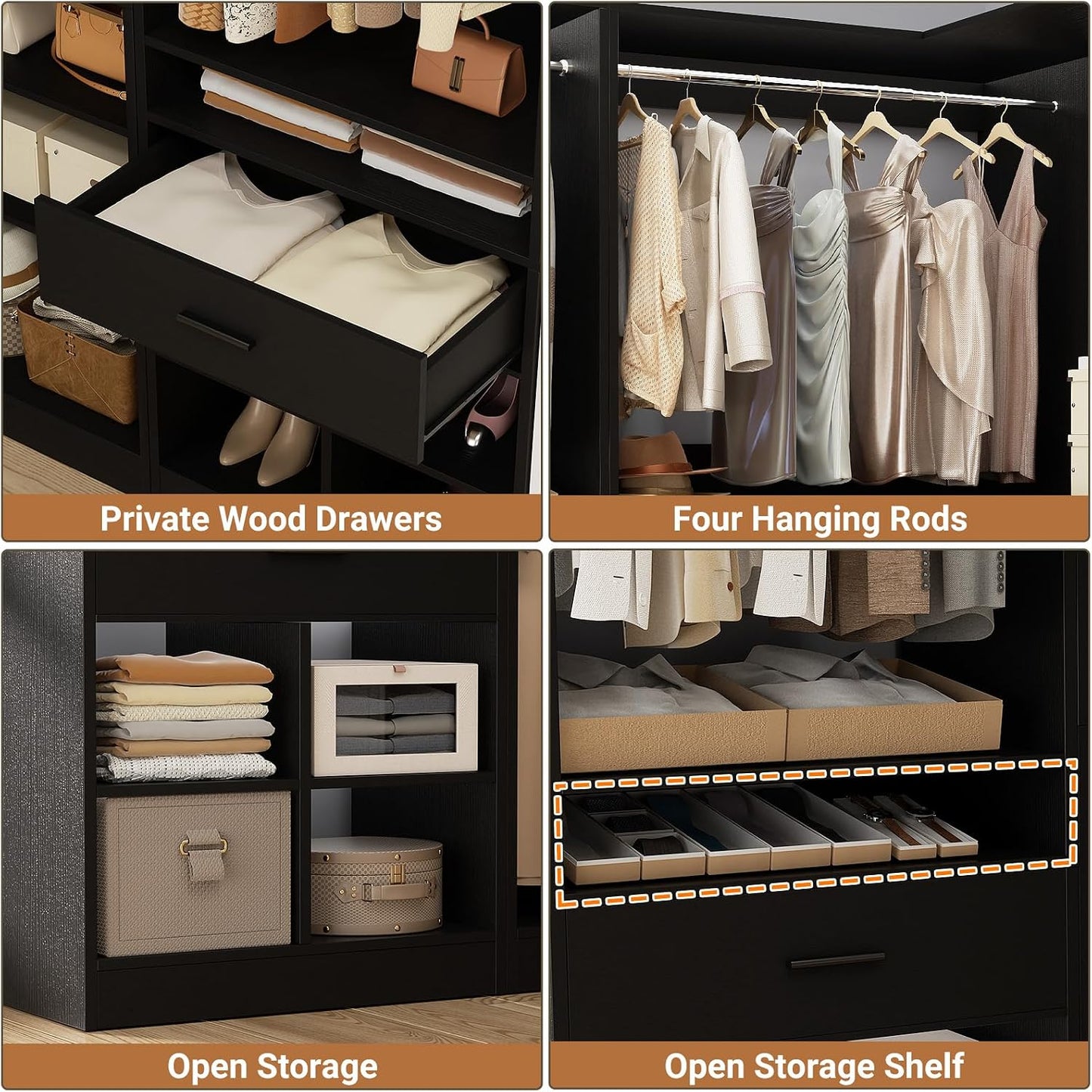 L-Shaped Freestanding Wardrobe – Large Clothes Organizer with Spacious Storage
