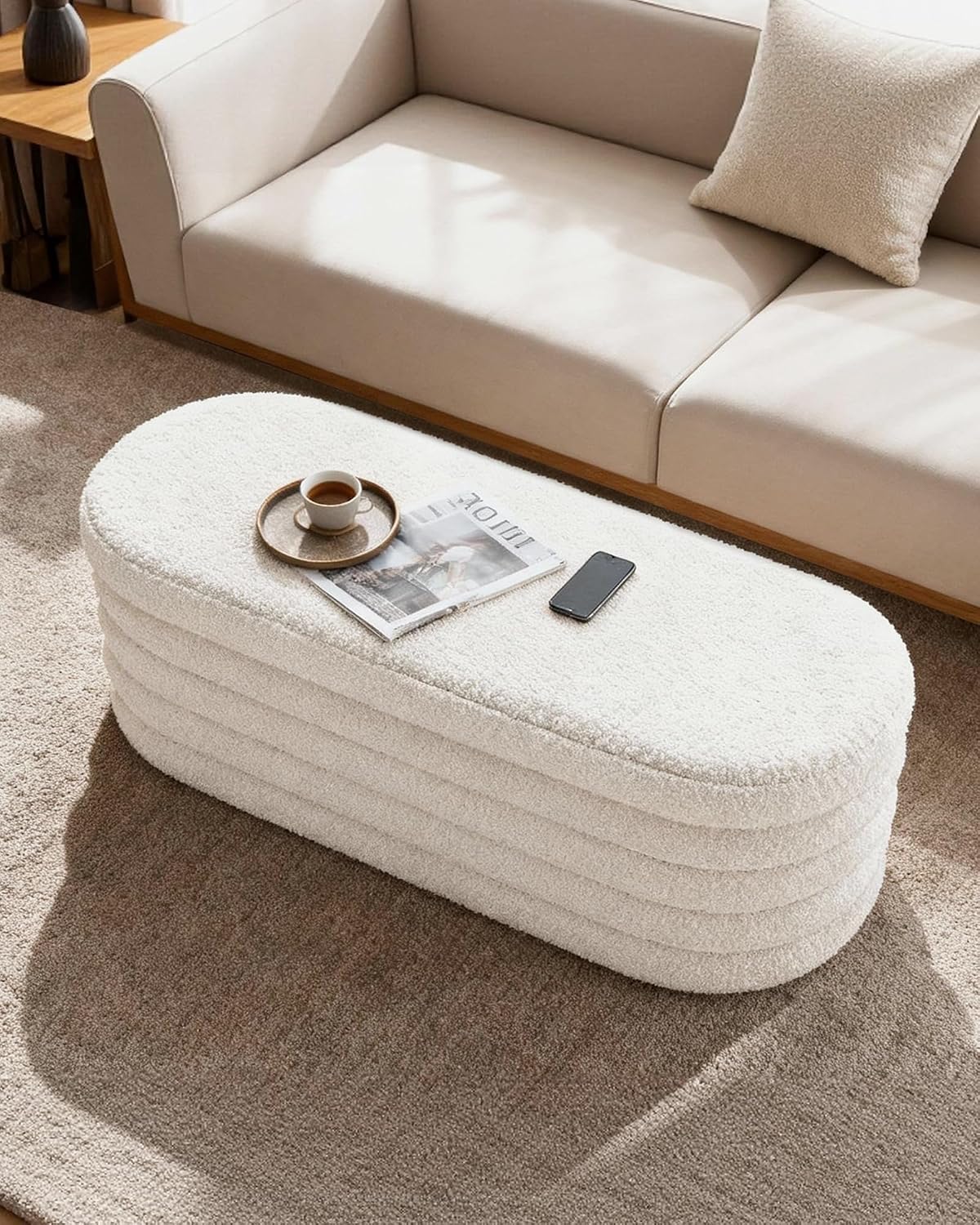 43" Folding Storage Ottoman Bench – Upholstered Seat with Hidden Storage