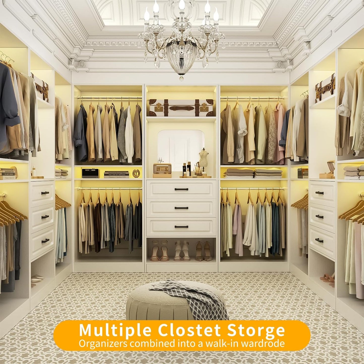 Modular Closet System with Drawers – Customizable Wardrobe Organizer with Shelves & Hanging Space