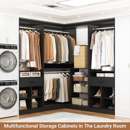 L-Shaped Freestanding Wardrobe – Large Clothes Organizer with Spacious Storage