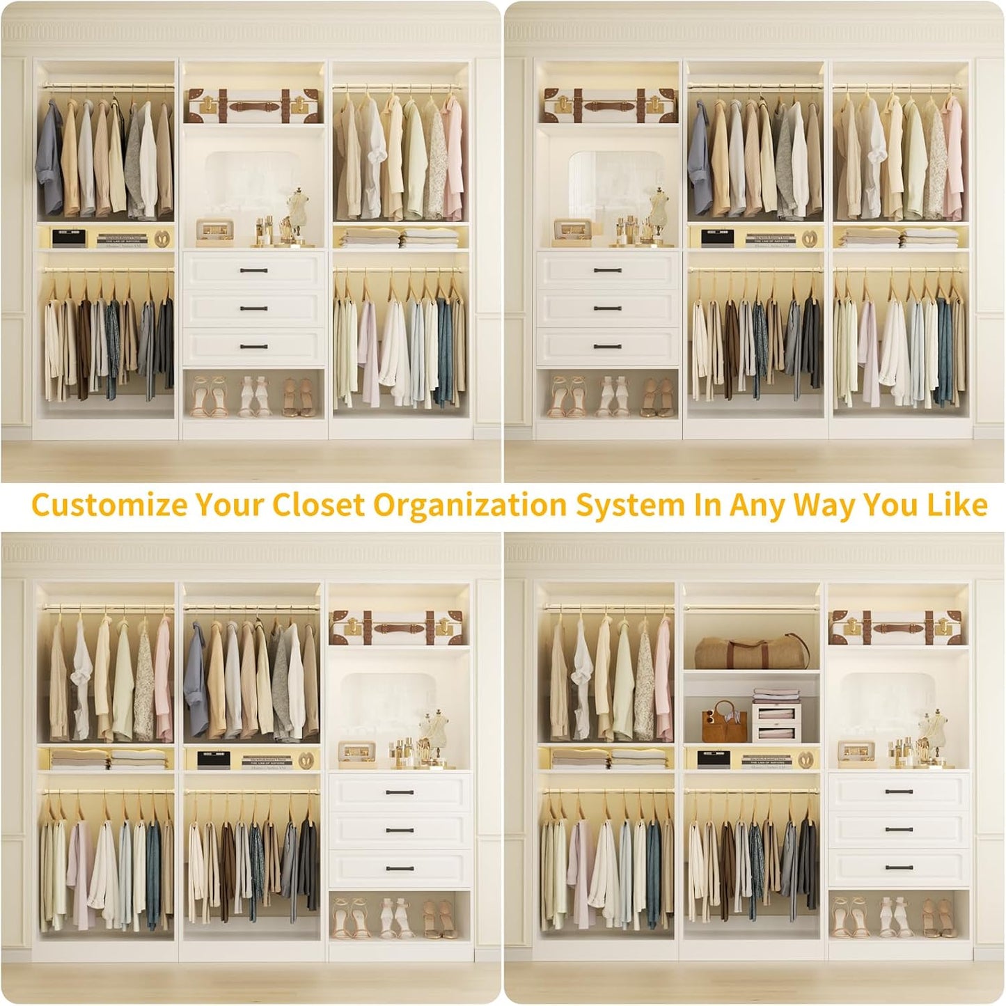 Modular Closet System with Drawers – Customizable Wardrobe Organizer with Shelves & Hanging Space