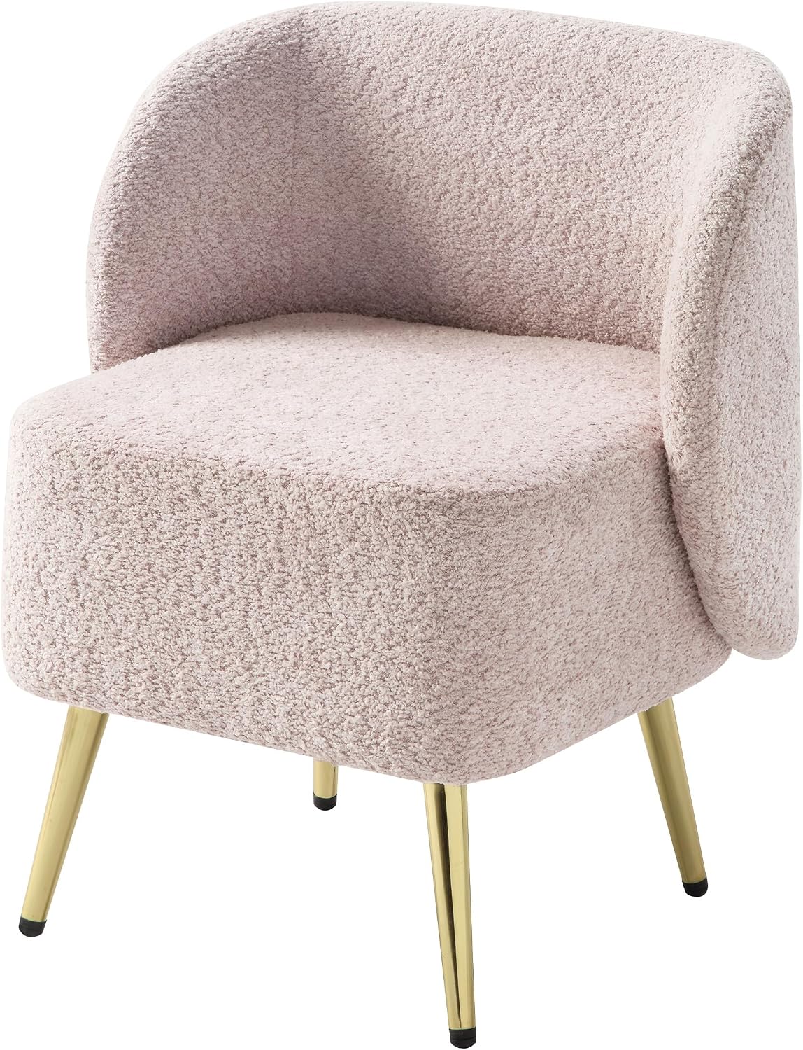 Elegant Upholstered Vanity Chair – Curved Back & Gold-Tone Legs for Bedroom & Dressing Room