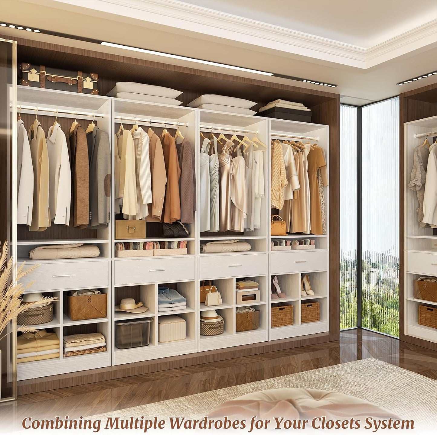 Freestanding Wardrobe Organizer – Spacious Clothes Storage Cabinet with Shelves & Hanging Space