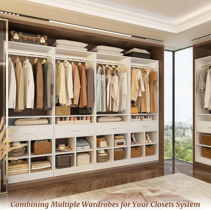 Freestanding Wardrobe Organizer – Spacious Clothes Storage Cabinet with Shelves & Hanging Space
