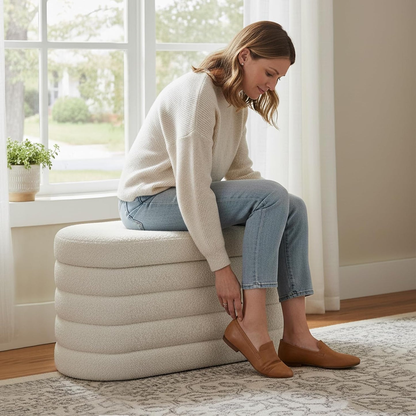 30" Folding Storage Ottoman Bench – Upholstered Seat with Hidden Storage