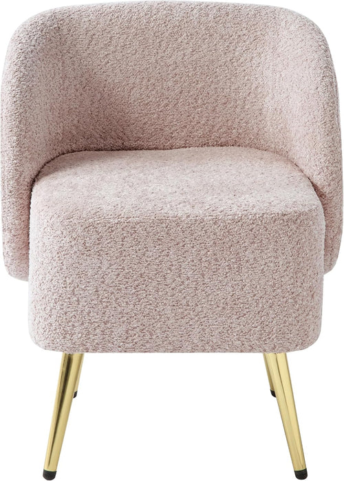 Elegant Upholstered Vanity Chair – Curved Back & Gold-Tone Legs for Bedroom & Dressing Room