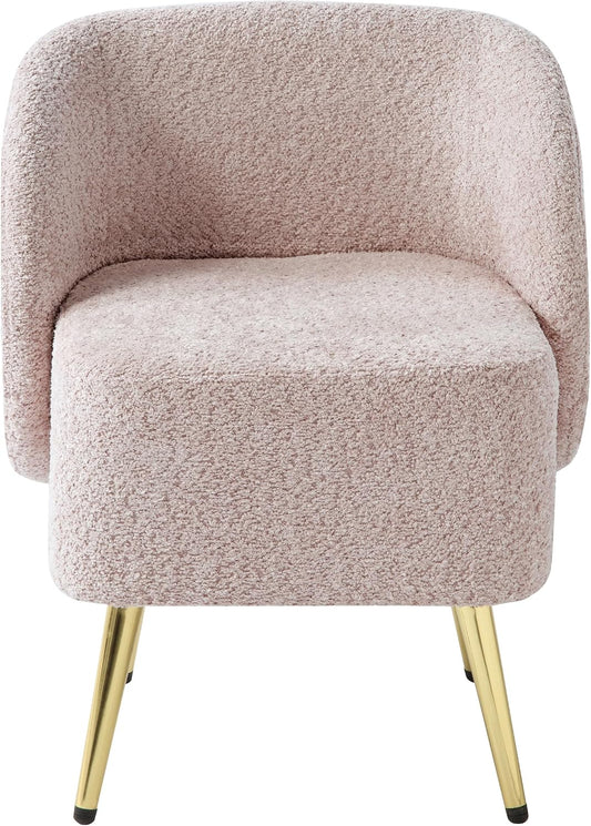 Elegant Upholstered Vanity Chair – Curved Back & Gold-Tone Legs for Bedroom & Dressing Room