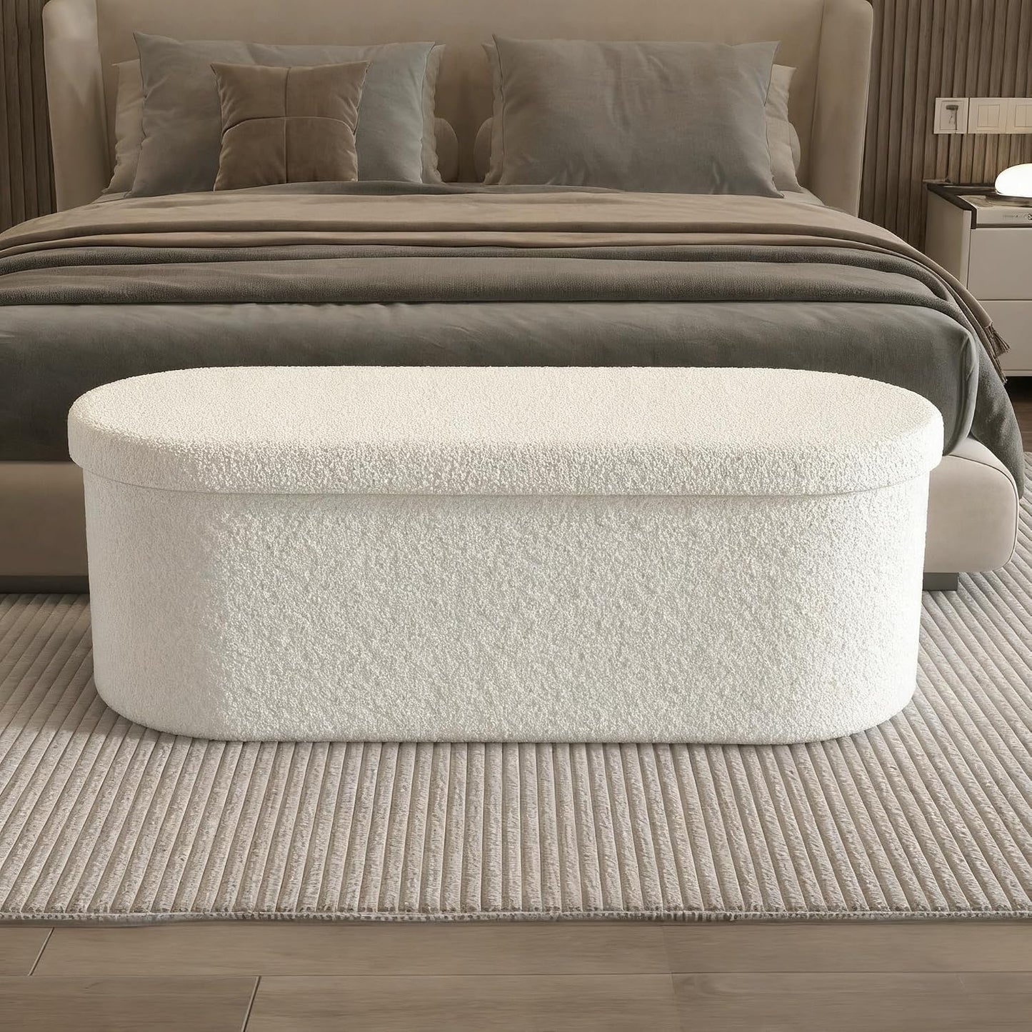 Folding Storage Ottoman Bench – Upholstered Seat with Hidden Storage for Bedroom & Living Room
