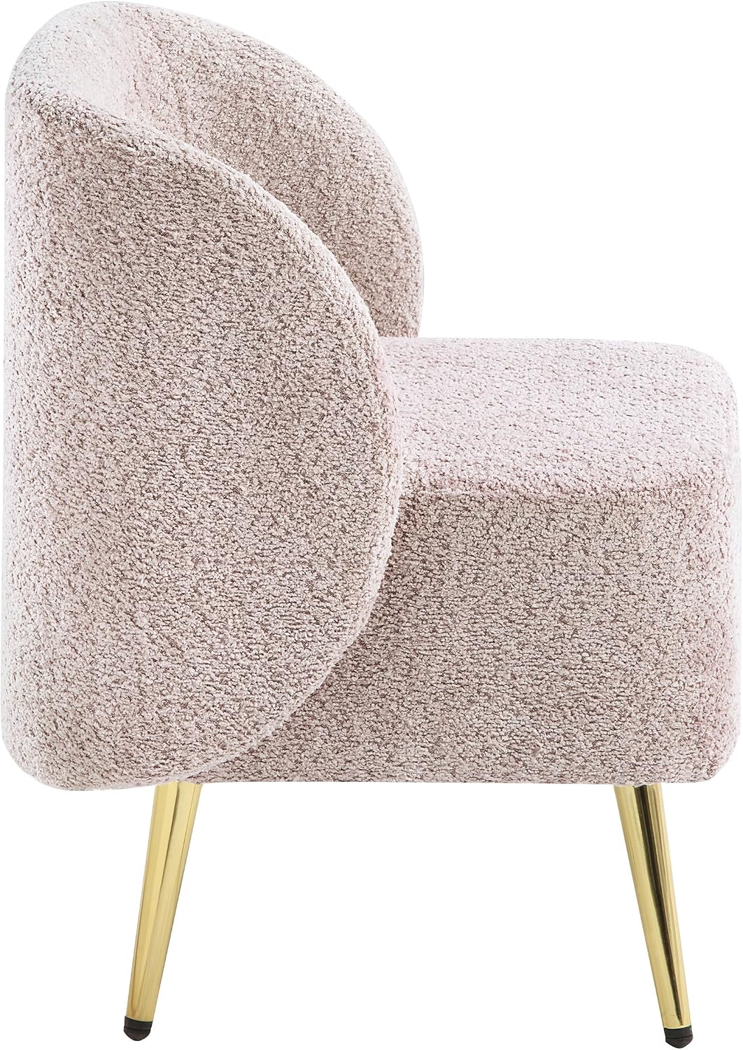 Elegant Upholstered Vanity Chair – Curved Back & Gold-Tone Legs for Bedroom & Dressing Room