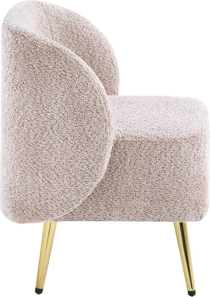 Elegant Upholstered Vanity Chair – Curved Back & Gold-Tone Legs for Bedroom & Dressing Room
