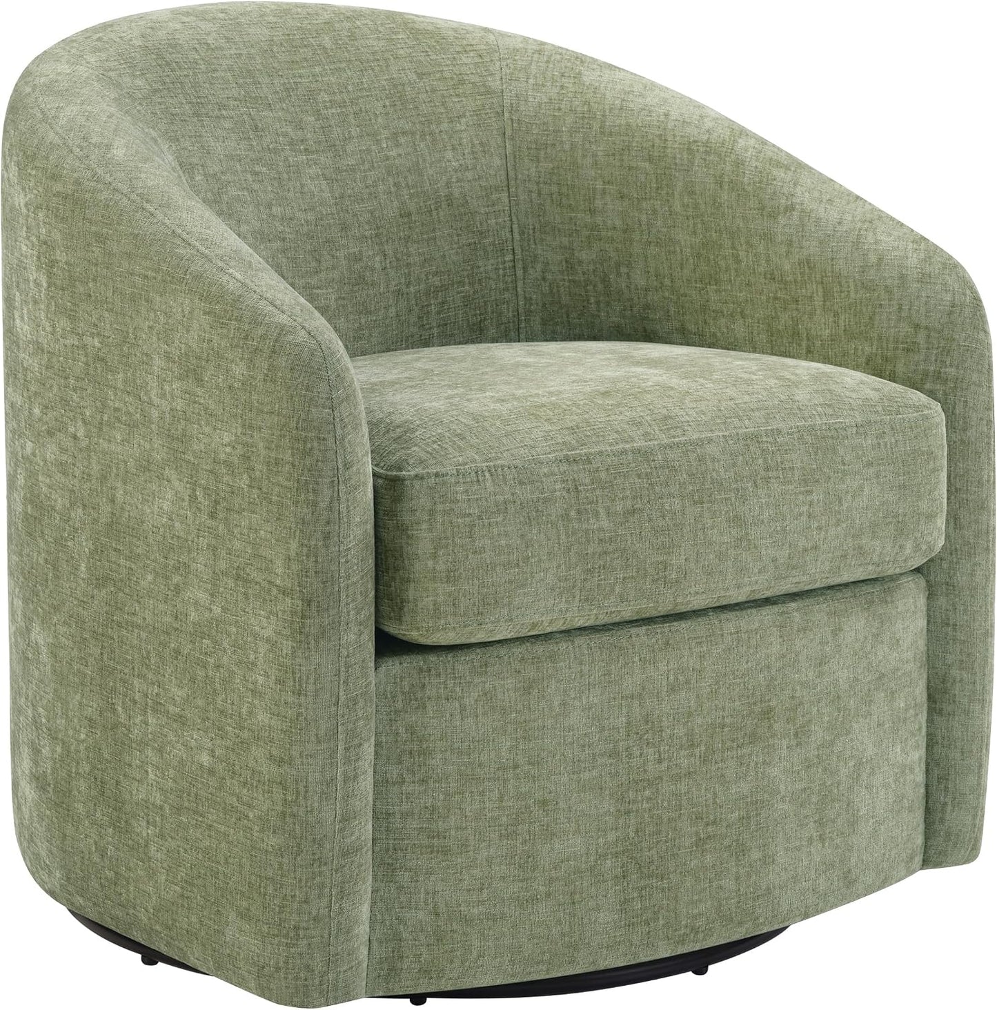 Coastal Upholstered Swivel Chair – Cozy Barrel Accent Chair with 360° Comfort
