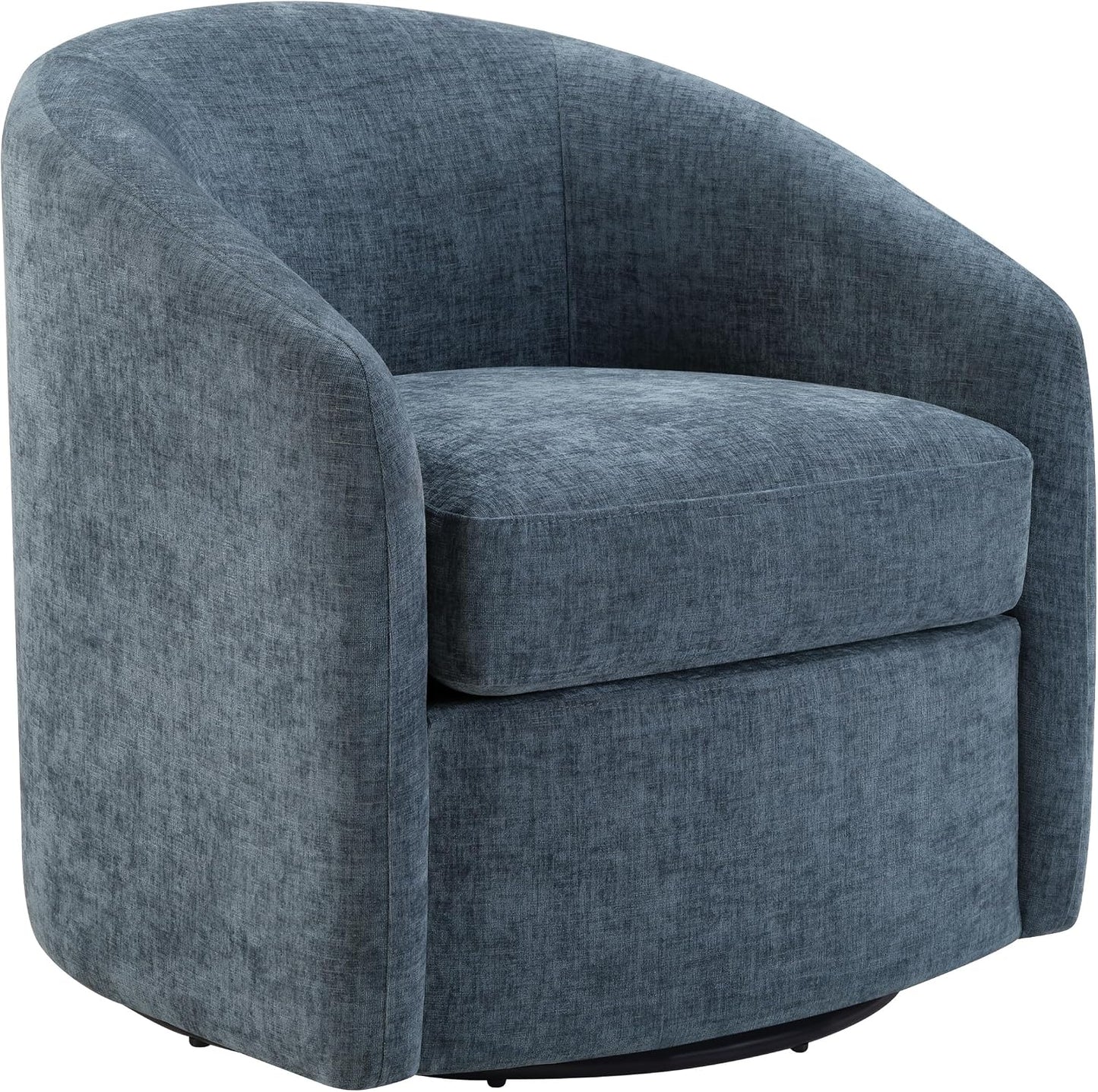 Coastal Upholstered Swivel Chair – Cozy Barrel Accent Chair with 360° Comfort