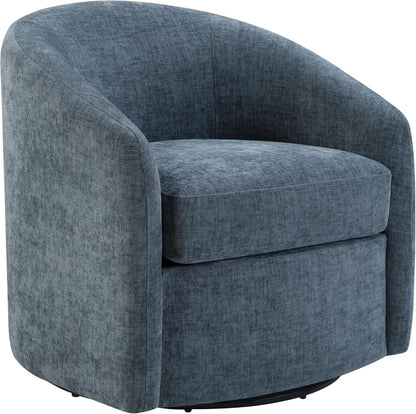 Coastal Upholstered Swivel Chair – Cozy Barrel Accent Chair with 360° Comfort