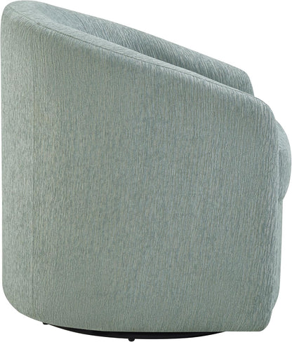 Coastal Upholstered Swivel Chair – Cozy Barrel Accent Chair with 360° Comfort