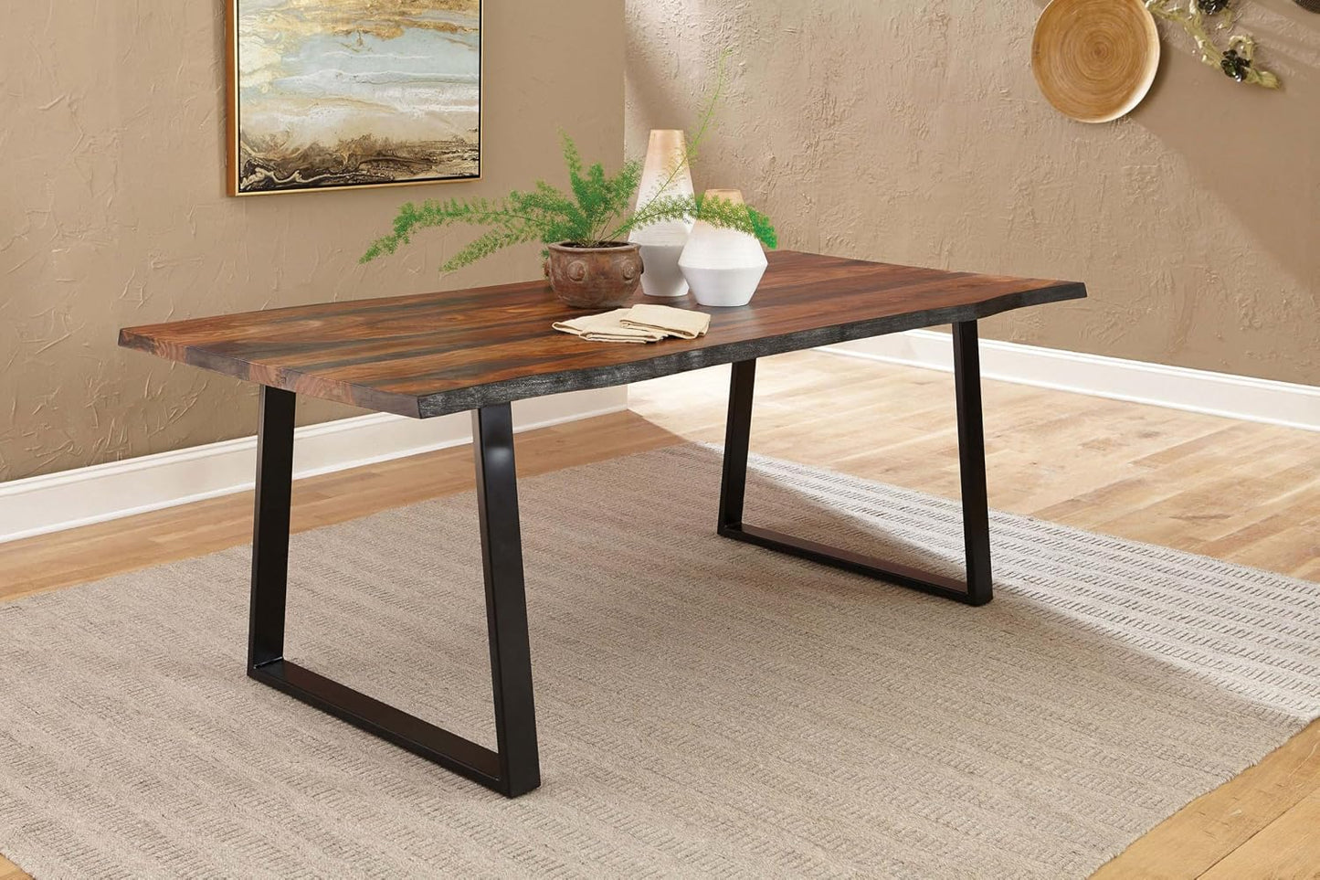 Farmhouse Sheesham Wood Accent Table – Rustic Style with Natural Wood Grain