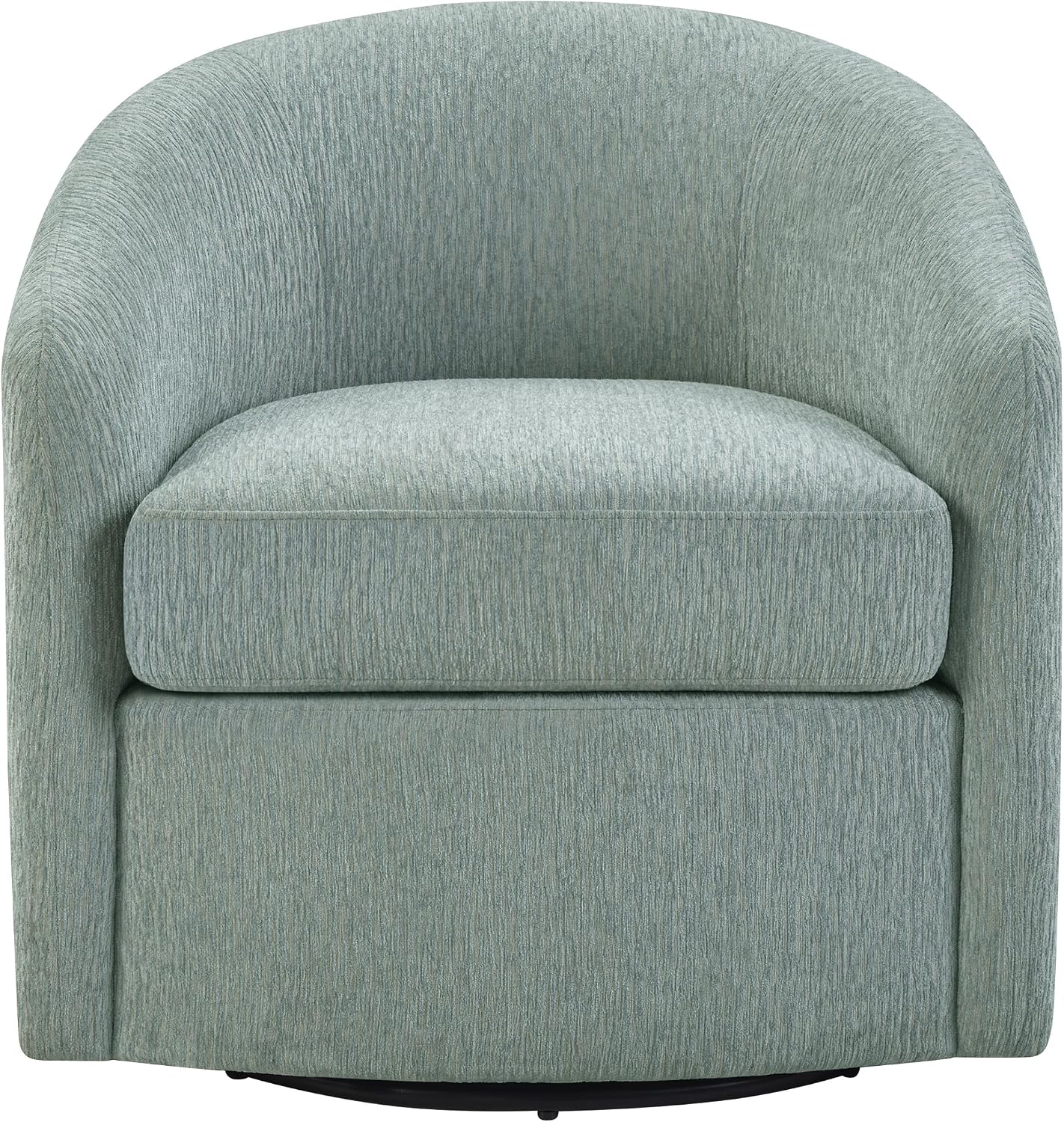 Coastal Upholstered Swivel Chair – Cozy Barrel Accent Chair with 360° Comfort