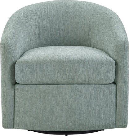 Coastal Upholstered Swivel Chair – Cozy Barrel Accent Chair with 360° Comfort