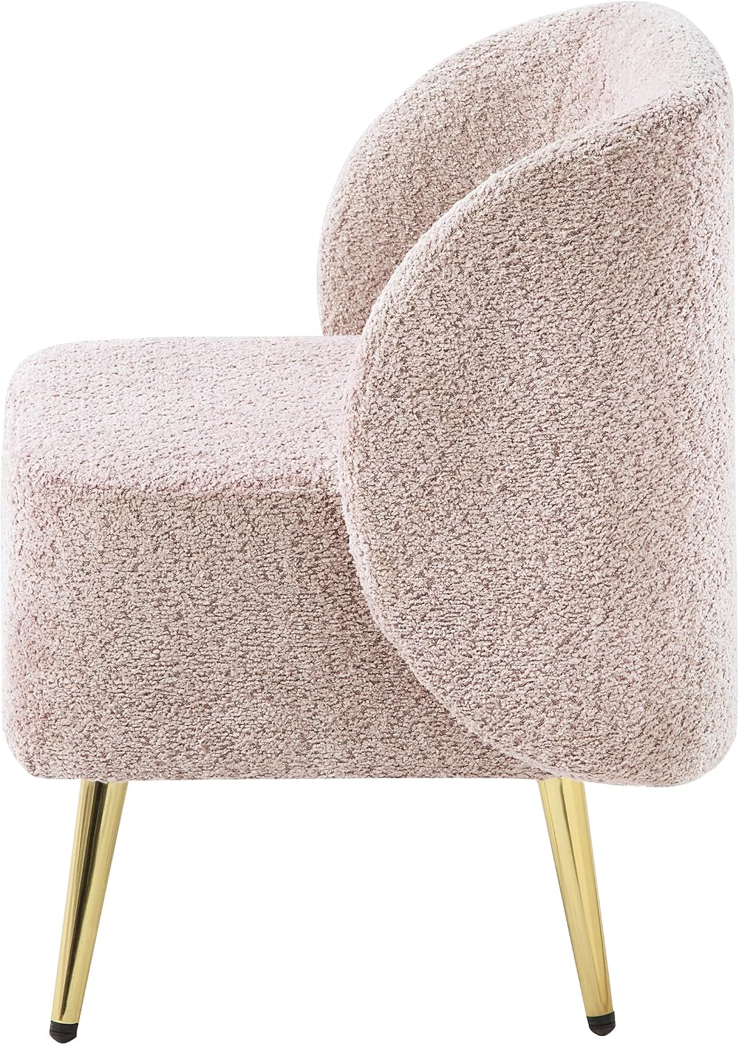 Elegant Upholstered Vanity Chair – Curved Back & Gold-Tone Legs for Bedroom & Dressing Room