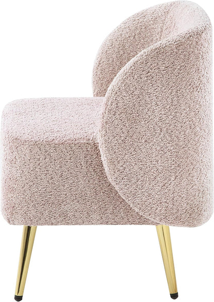 Elegant Upholstered Vanity Chair – Curved Back & Gold-Tone Legs for Bedroom & Dressing Room