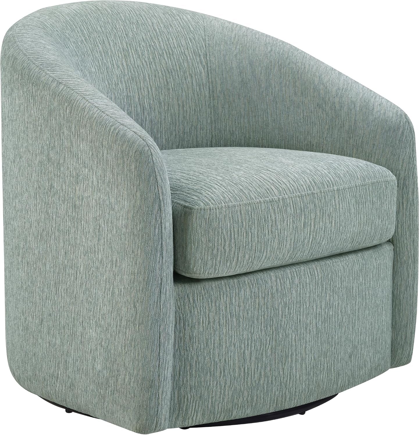 Coastal Upholstered Swivel Chair – Cozy Barrel Accent Chair with 360° Comfort