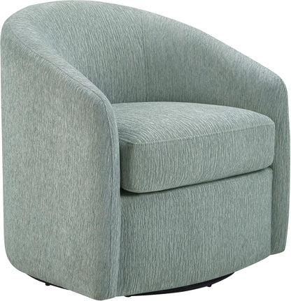 Coastal Upholstered Swivel Chair – Cozy Barrel Accent Chair with 360° Comfort