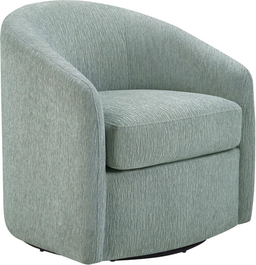 Coastal Upholstered Swivel Chair – Cozy Barrel Accent Chair with 360° Comfort