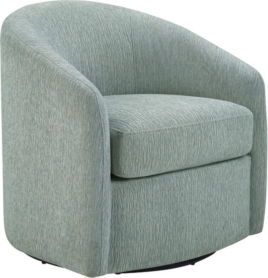 Coastal Upholstered Swivel Chair – Cozy Barrel Accent Chair with 360° Comfort