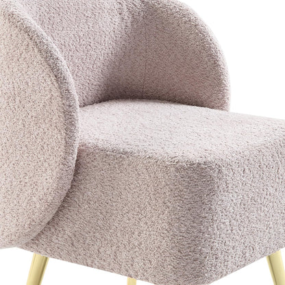 Elegant Upholstered Vanity Chair – Curved Back & Gold-Tone Legs for Bedroom & Dressing Room