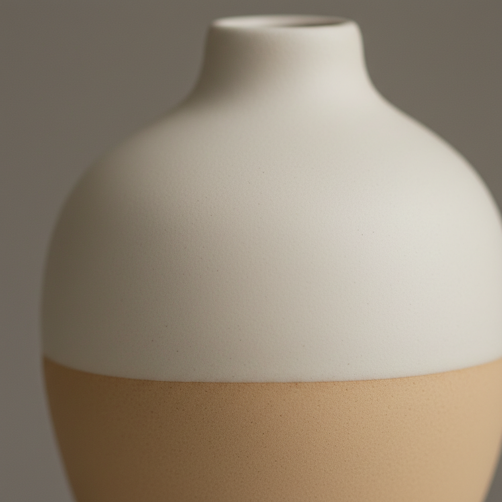 Close-up of smooth matte ceramic vase texture